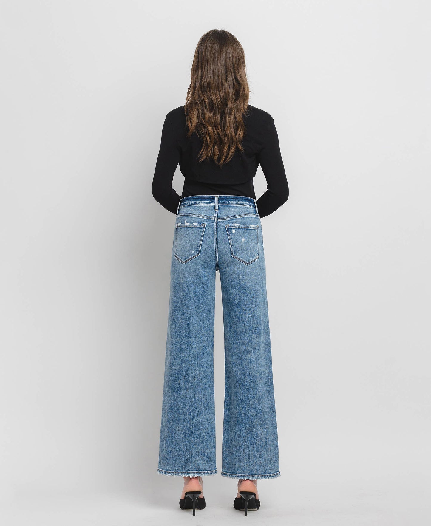 High Rise Full Length Wide Leg Jeans F5610