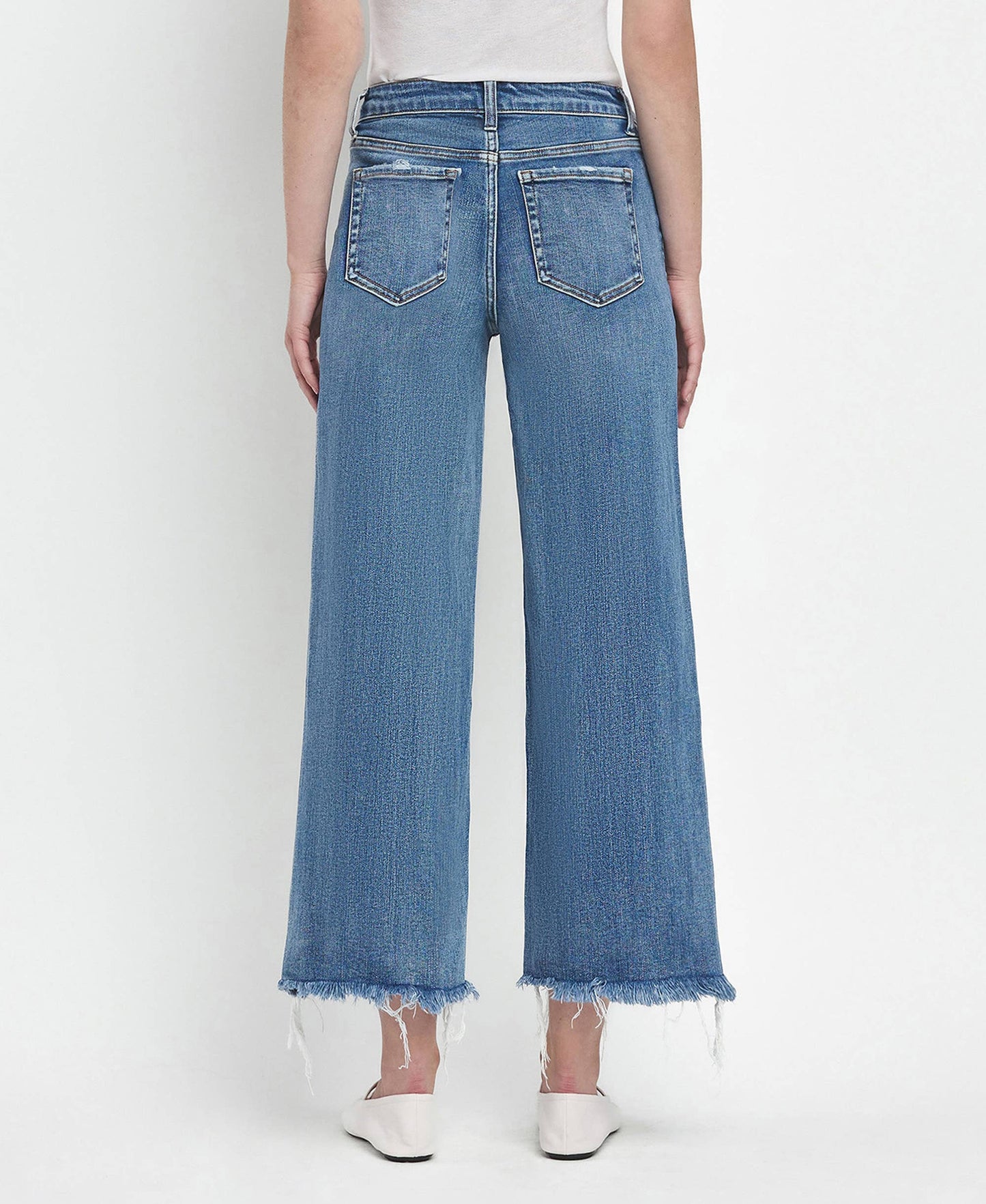 Flying Monkey High Rise Medium Wash Crop Wide Leg Jeans (F5204)