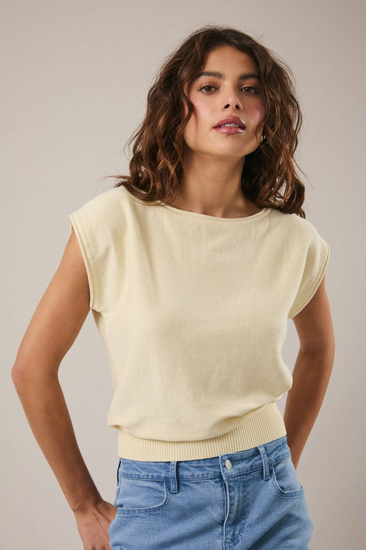 Sunday Edition | Boat Neck Wide Shoulder Knit Top