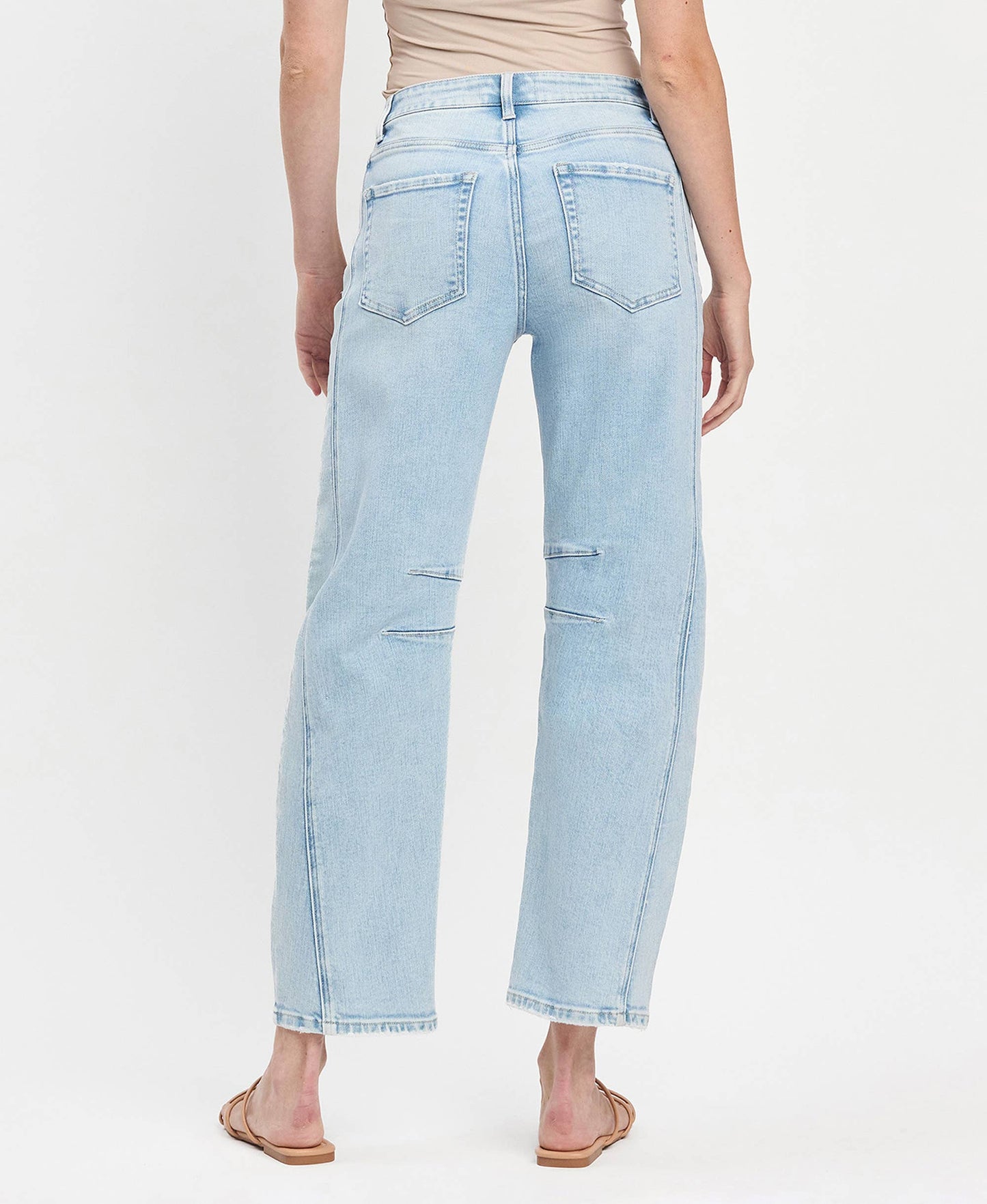 High Rise Light Wash Barrel Leg Jeans F5768LT