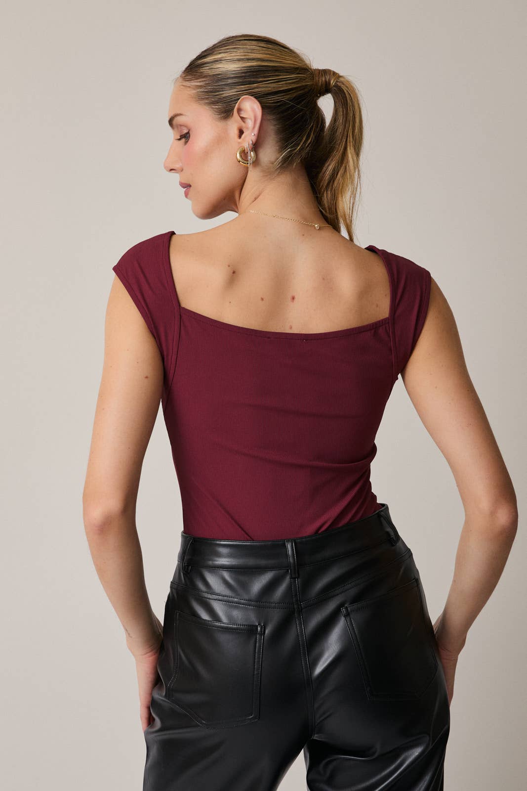 Sunday Edition by LE LIS Boat Neck Sleeveless Open-Back Bodysuit