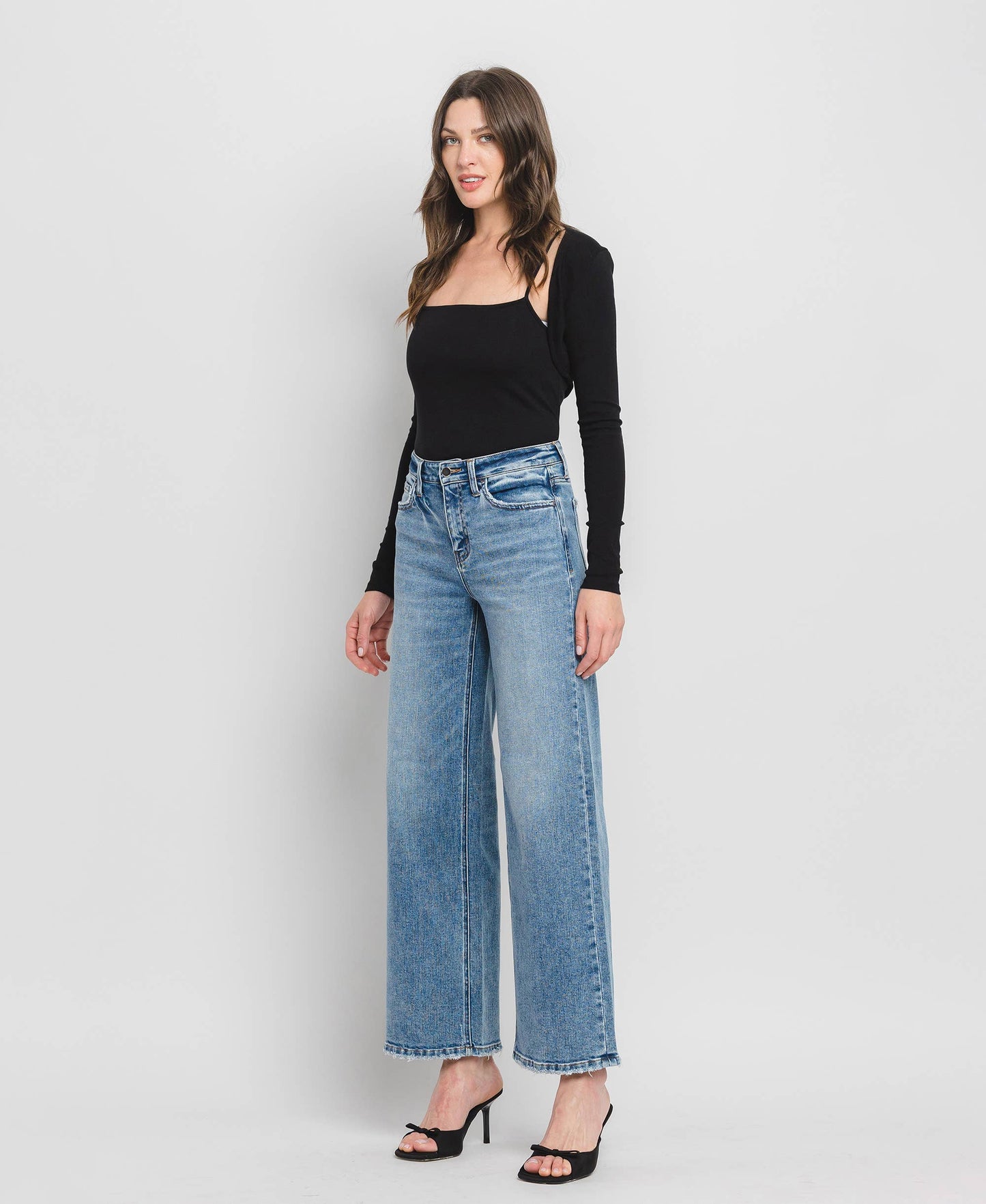 High Rise Full Length Wide Leg Jeans F5610