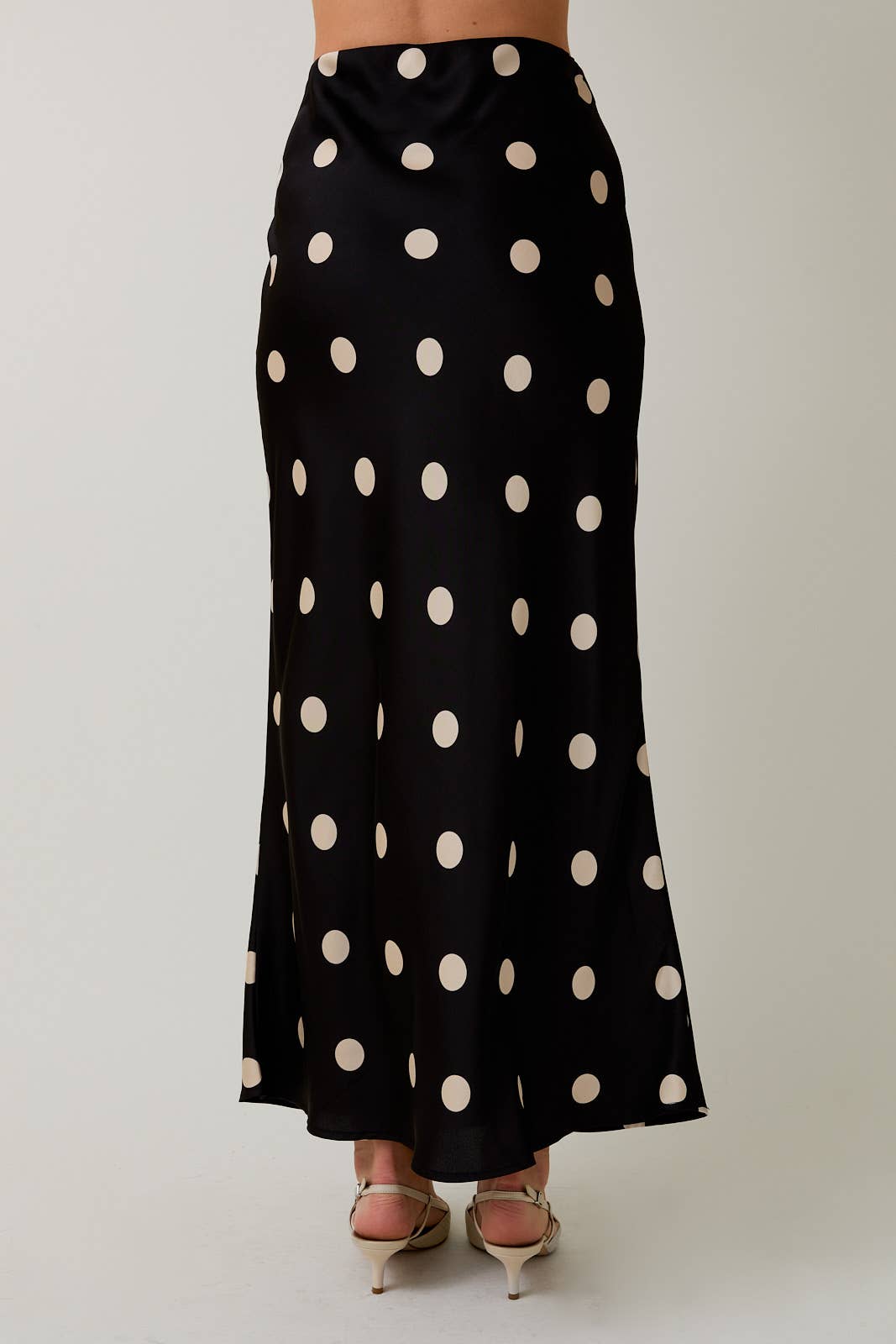 Sunday Edition Satin Midi Skirt in Polka Dot
