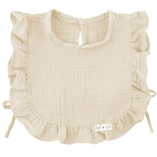 ali+oli | Muslin Cotton Ruffle Baby Bib – Ivory