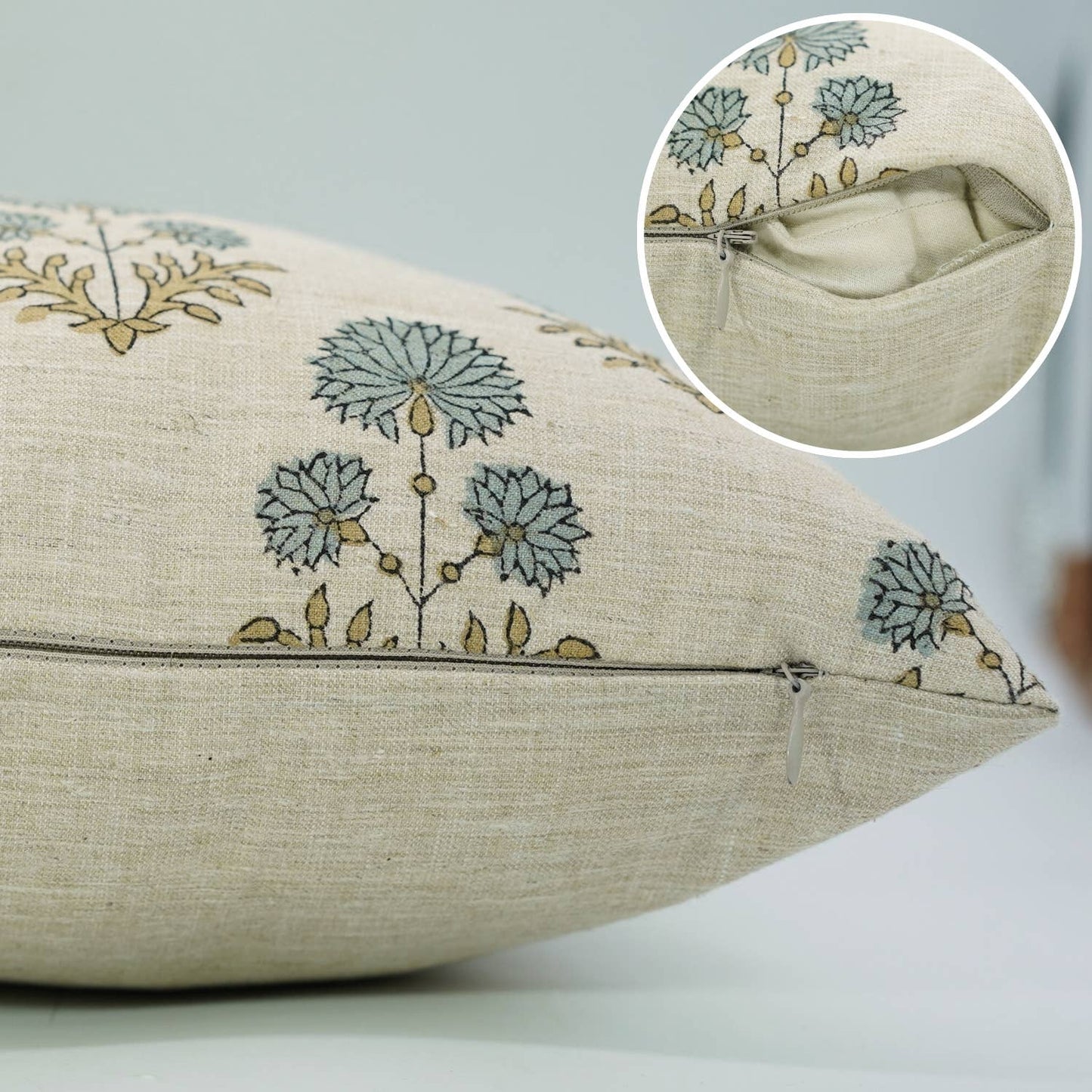 Boho Decor Block Print Linen Blend Pillow - Rishi