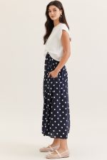 entro | Layered Polka Dot Midi Dress Set Navy and White