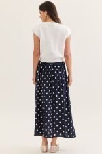 entro | Layered Polka Dot Midi Dress Set Navy and White