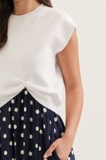 entro | Layered Polka Dot Midi Dress Set Navy and White