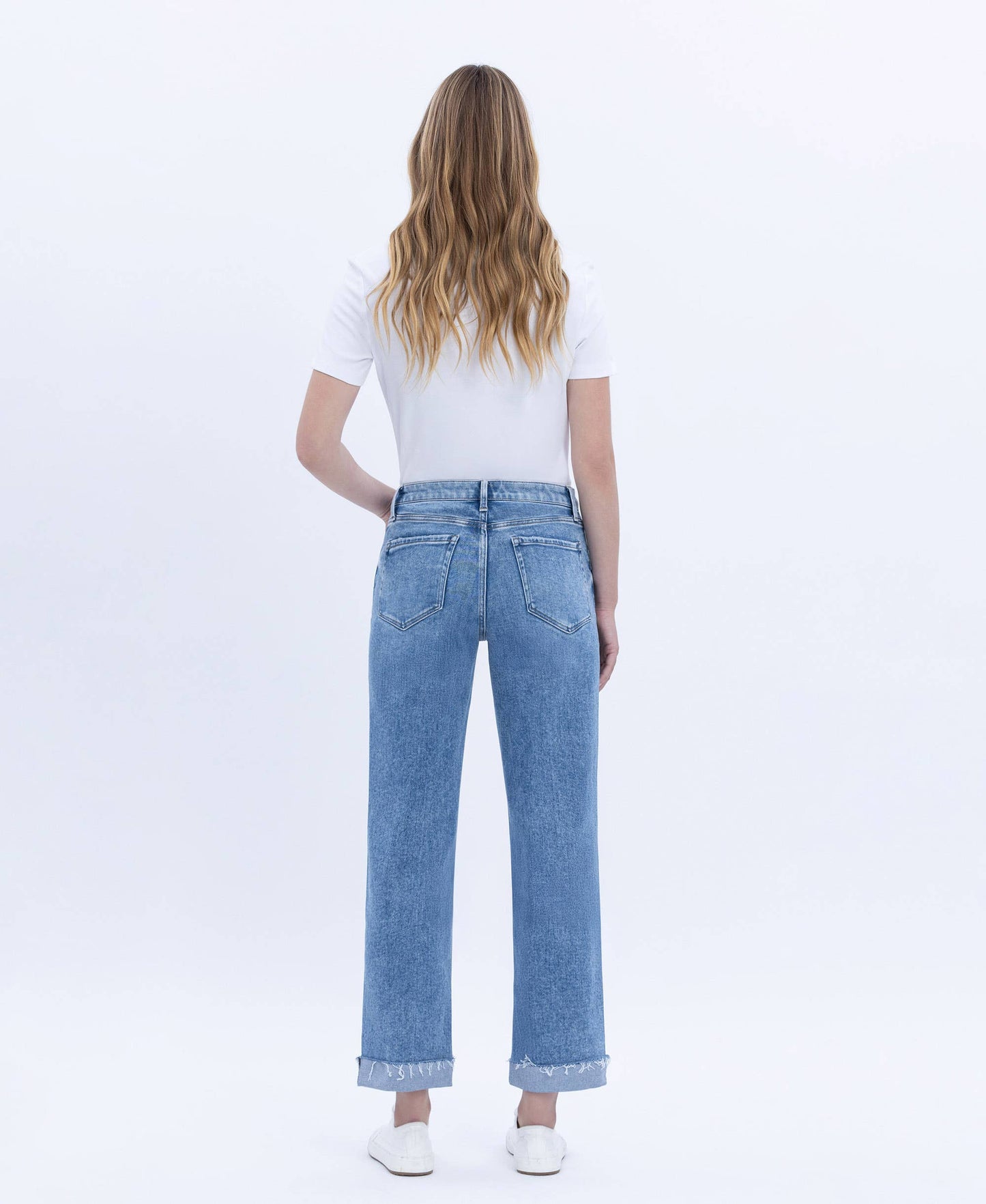 Flying Monkey High Rise Cuffed Crop Straight Jeans (F5691)
