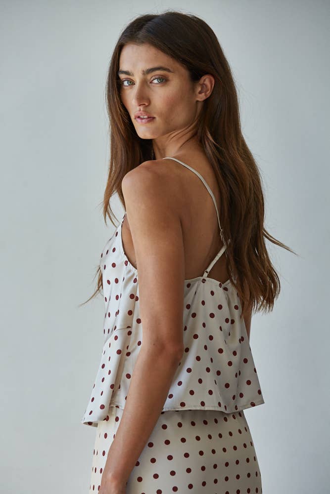 Woven Polyester Satin Cowl Neck Sleeveless Top