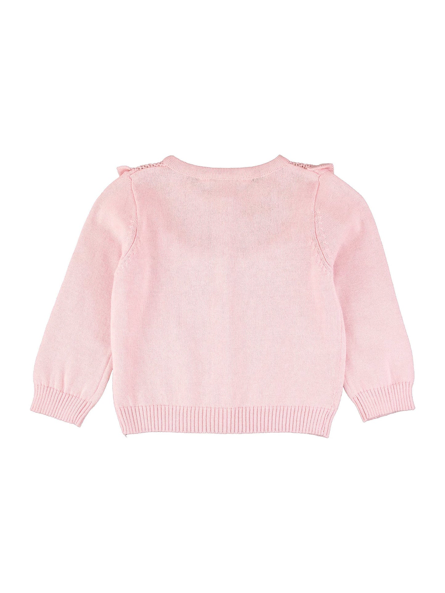 Pink Sweater Knit Ruffle Trim Cardigan