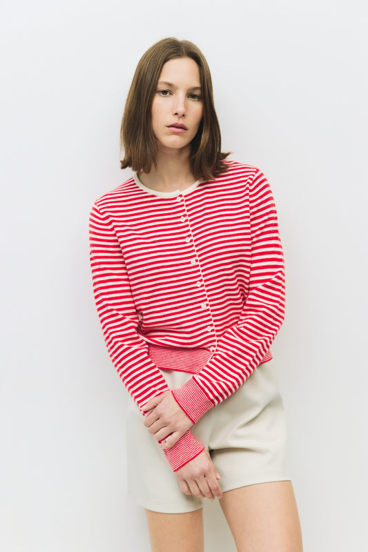 all:row | The Montana Cardigan Red/White