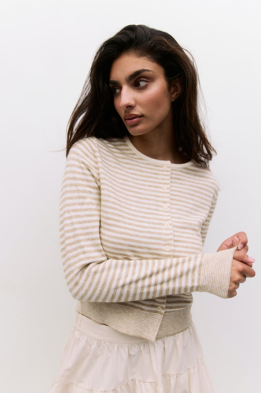 all:row | The Montana Cardigan Light Brown/Cream